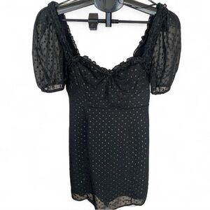 Forever 21 Black Sheer Puff Sleeve Top